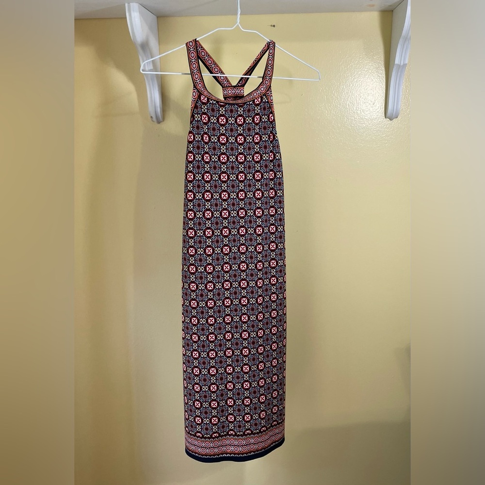 Red and Blue Halter Backless Sundress